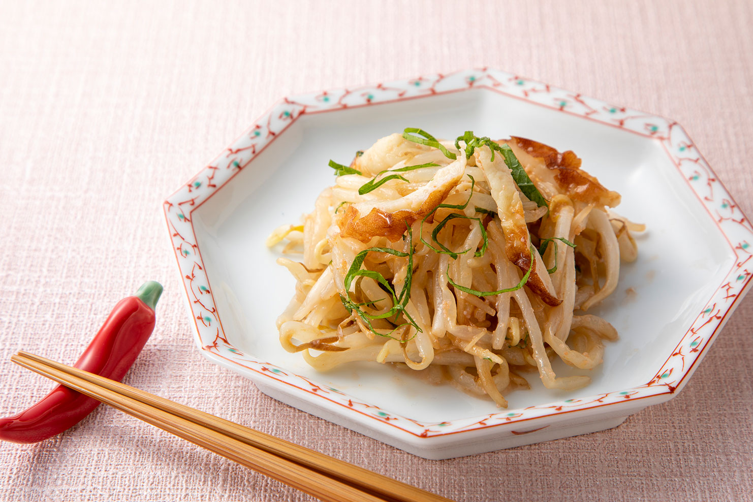 ちくわともやしの青じそ明太子和えのレシピの盛り付け例