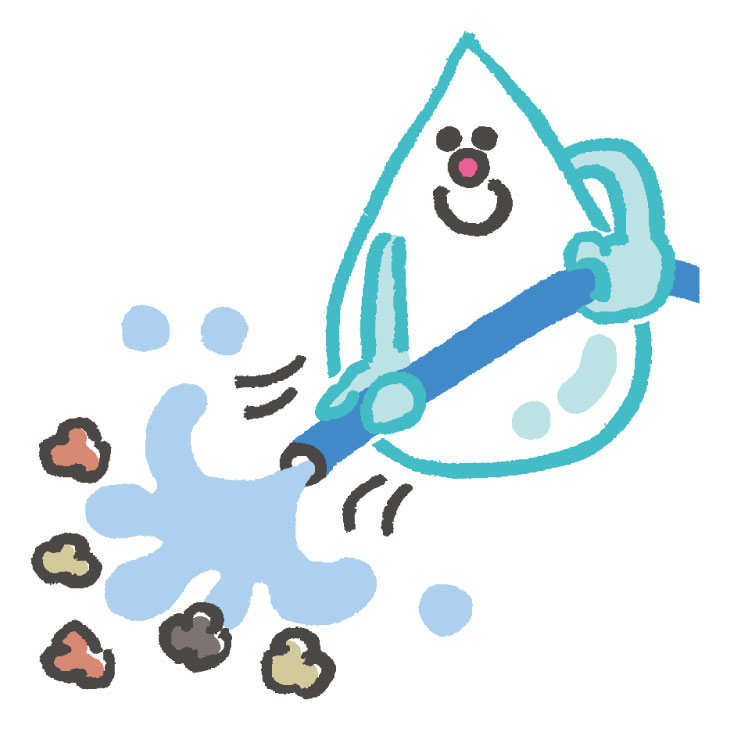 唾液が口内の細菌や汚れを洗い流す自浄作用のイラスト