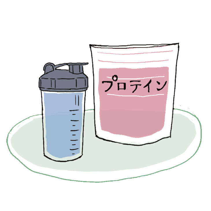プロテインドリンクとプロテインのパッケージ