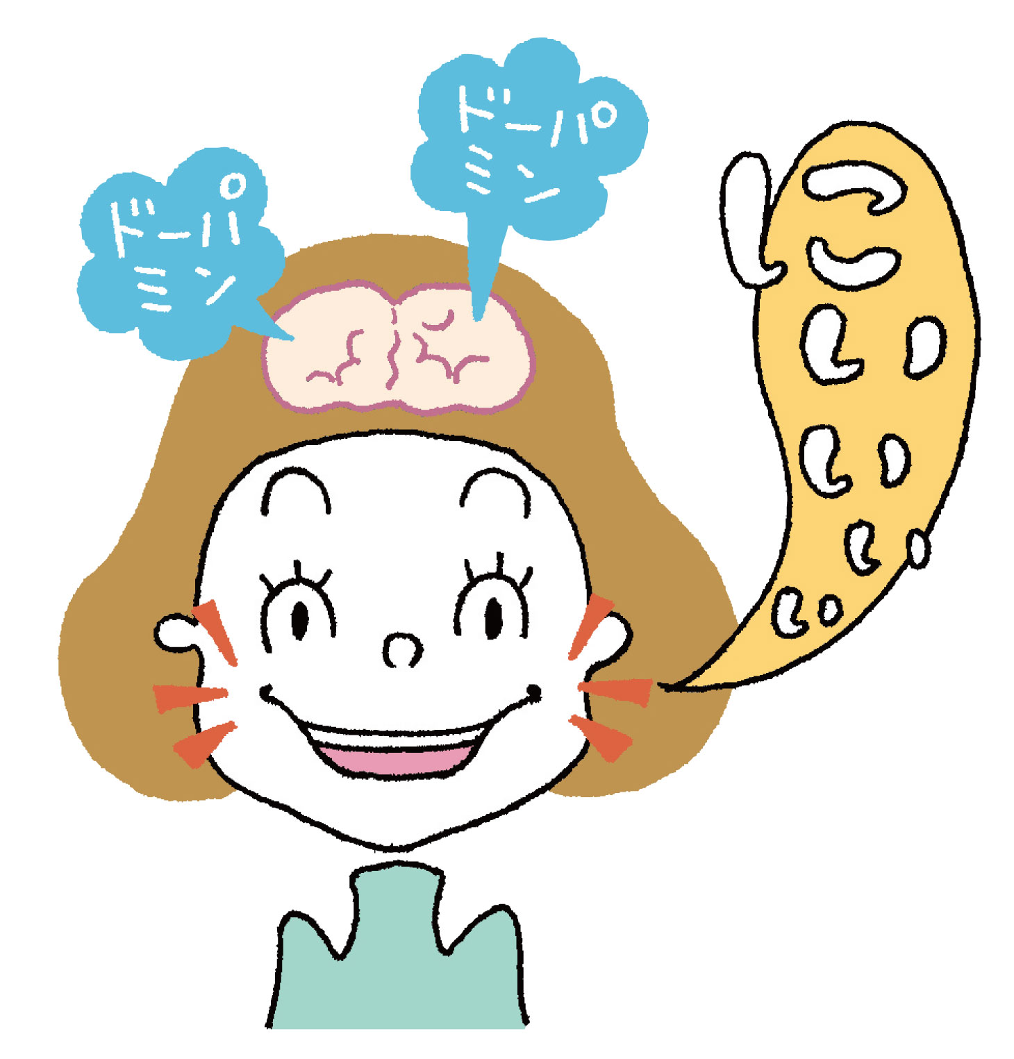 口角を上げて笑顔を作るとドーパミンが出るイメージ