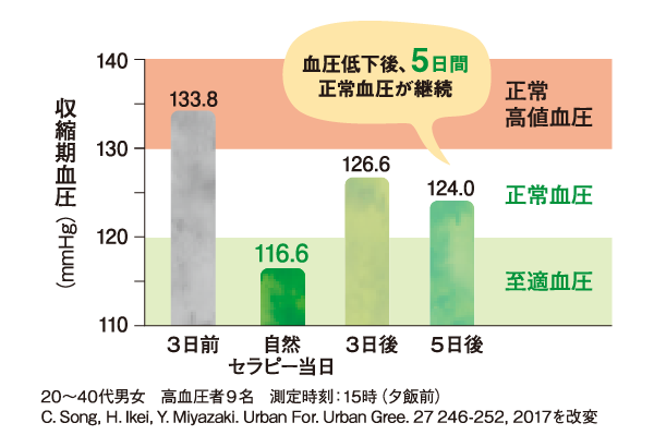 自然セラピーによる血圧の変化