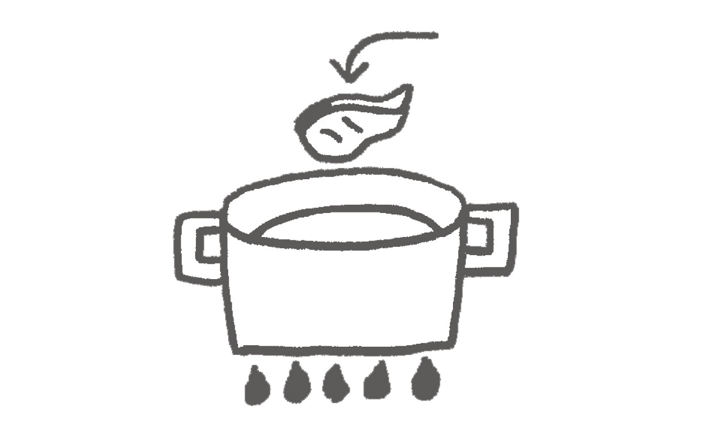 魚の湯煮の手順。鍋に魚を入れるイラスト