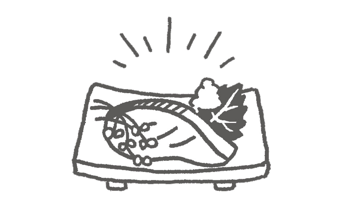 魚の湯煮の手順。味付け、盛り付けのイラスト